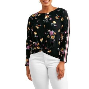 Eye Candy Floral Long Sleeve Knit Top Juniors NWT